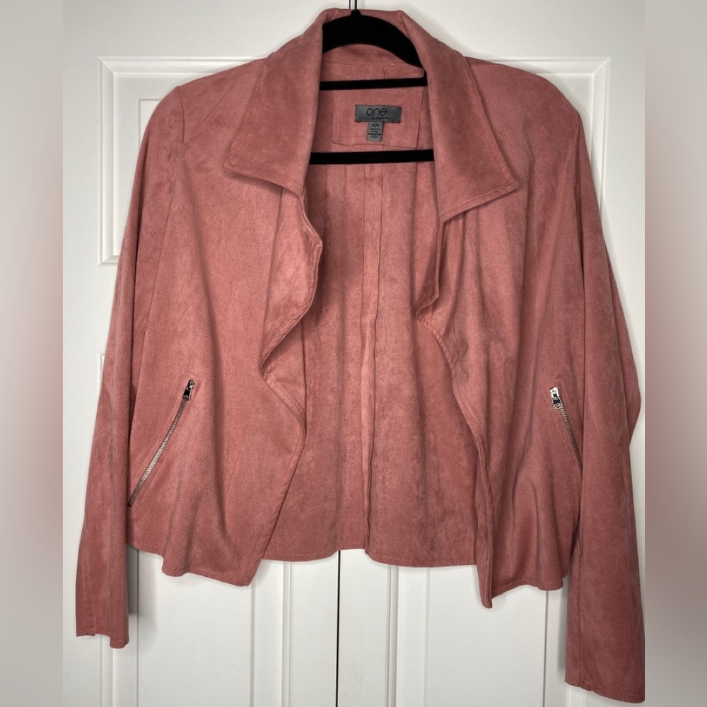 ONE by Chapter One Velvety Pink Women’s Jacket with collar & zipper pockets